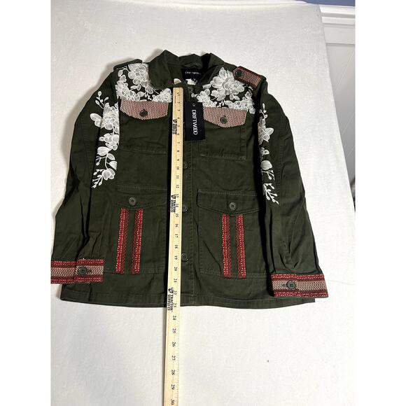 NWT Driftwood Womens Embroidered Military Jacket Green Size Medium - Picture 11 of 14